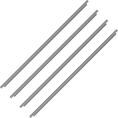 Cztery szare, metalowe belki ułożone równolegle na białym tle. Produkt to "Belki do wędzarni elektrycznej BROWIN dragON 330275 (4 sztuki)".