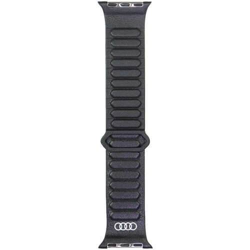 Pasek AUDI Logo Genuine Leather Magnetic Ring do Apple Watch 4/5/6/7/8/9/10/SE/SE2 (40/41/42mm) Czarny