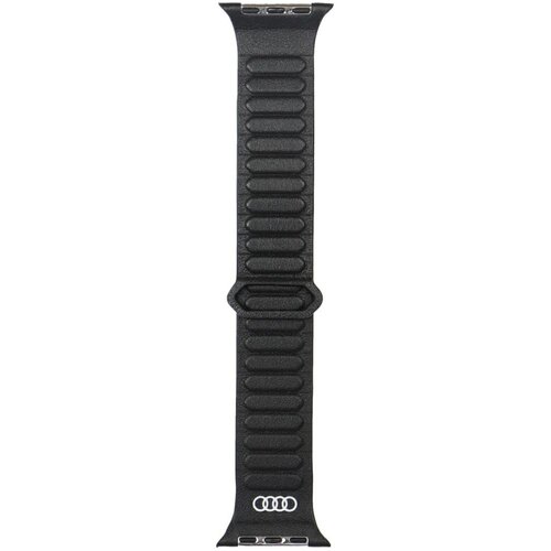 Pasek AUDI Logo Genuine Leather Magnetic Ring do Apple Watch 6/7/8/9/10/SE/SE 2/Ultra 1/2 (44/45/46/49mm) Czarny