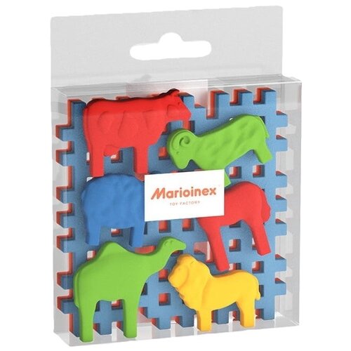 Klocki elastyczne MARIOINEX Mini Waffle Animals + podstawy 907412