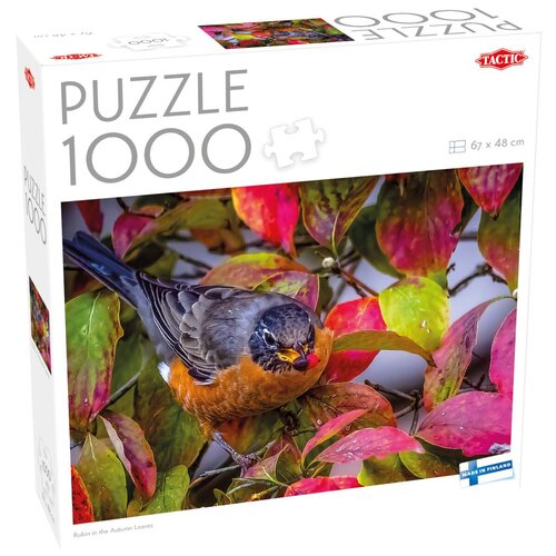 Puzzle TACTIC Lovers Rudzik w jesiennych liściach 60473 (1000 elementów)