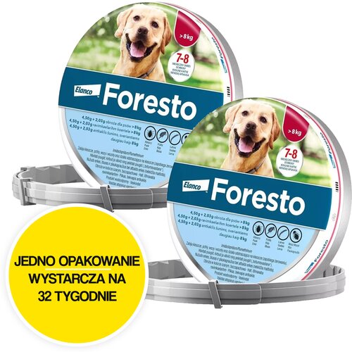 Obroża FORESTO przeciw kleszczom i pchłom dla psów powyżej 8 kg (70 cm) 2 szt.