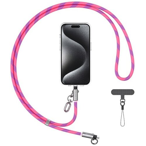 Smycz do telefonu z kablem do ładowania USB-C - USB-C USAMS SJ745 60W 1.2 m Różowy