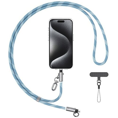 Smycz do telefonu z kablem do ładowania USB-C - USB-C USAMS SJ745 60W 1.2 m Niebieski