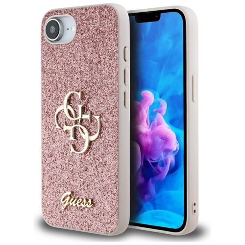 Etui GUESS Fixed Glitter Big 4G do Apple iPhone 16e Różowy