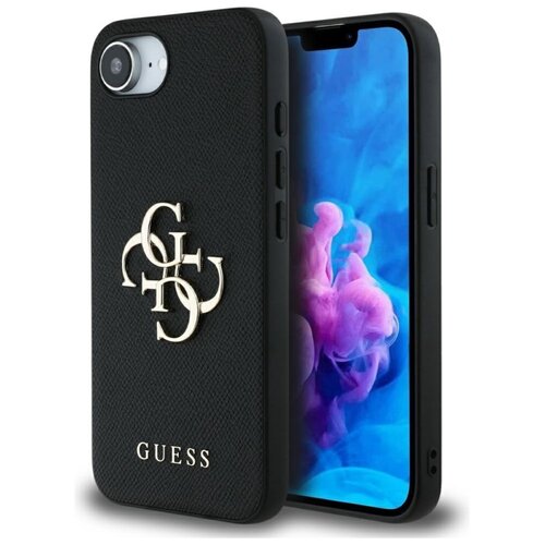 Etui GUESS Grained Big 4G Logo Small Classic Logo do Apple iPhone 16e Czarny