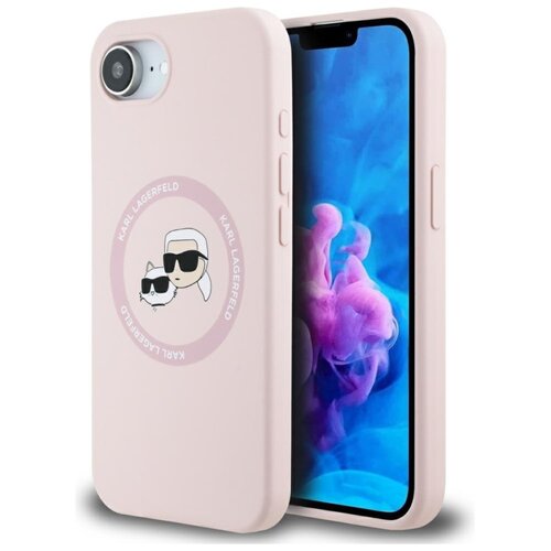 Etui KARL LAGERFELD Silicone Karl&Choupette Heads MagSafe do Apple iPhone 16e Różowy