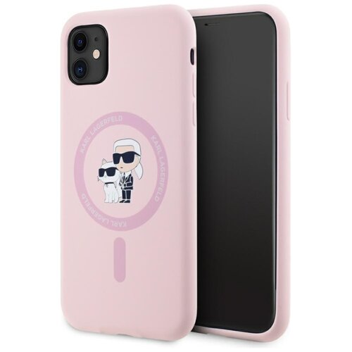 Etui KARL LAGERFELD Silicone Karl&Choupette MagSafe do Apple iPhone 11 Różowy