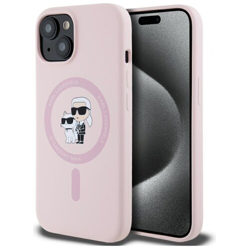 Etui KARL LAGERFELD Silicone Karl&Choupette MagSafe do Apple iPhone 15 Plus Różowy