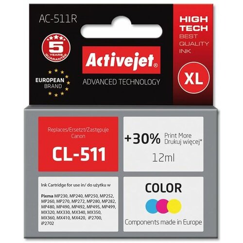 Tusz ACTIVEJET do Canon CL-511 Kolorowy 12 ml AC-511R