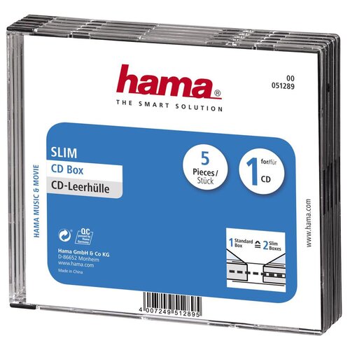 Pudełko do płyt CD HAMA Slim 51289 5 sztuk