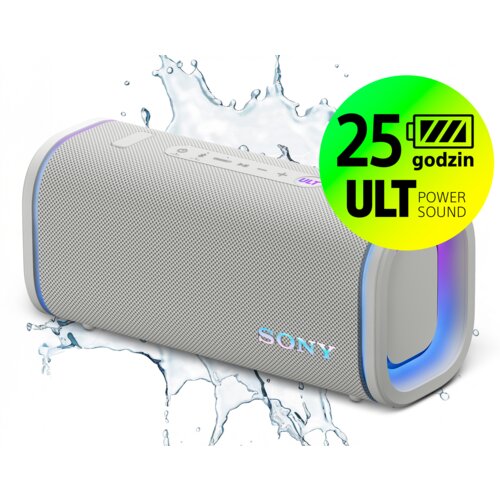 Głośnik mobilny SONY ULT Field 5  Bateria 25 godz. Szybkie ładowanie, 10 pasmowy EQ, IP67, Sound Field Optimisation, Biały