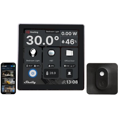 Panel zdalnego sterowania SHELLY SAWD1 + Czujnik SBHT-003C Wi-Fi/Bluetooth Czarny