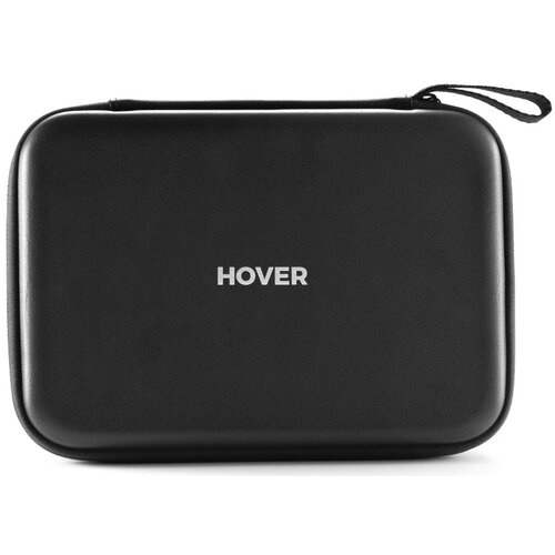 Czarne etui o prostokątnym kształcie z widocznym białym napisem "HOVER" na środku. Etui posiada uchwyt w formie paska w górnym rogu.