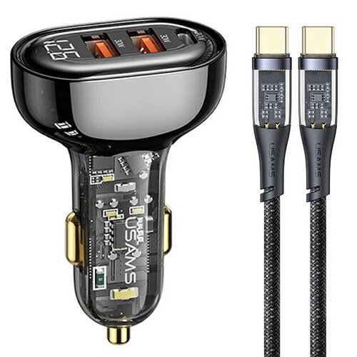Ładowarka samochodowa USAMS BXLACCTC01 80W Fast Charge Czarny+ kabel USB-C