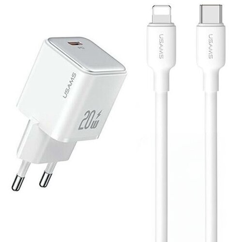 Ładowarka sieciowa USAMS US-CC183 X-Ron Series 20W Biały + Kabel USB-C - Lightning