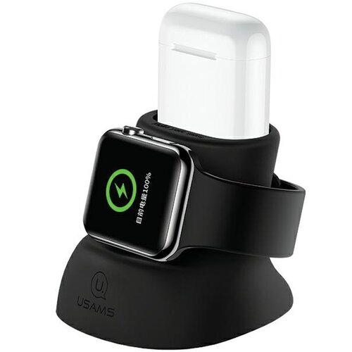 Stojak USAMS ZJ51ZJ01 2w1 do ładowania Apple Watch/AirPods Czarny