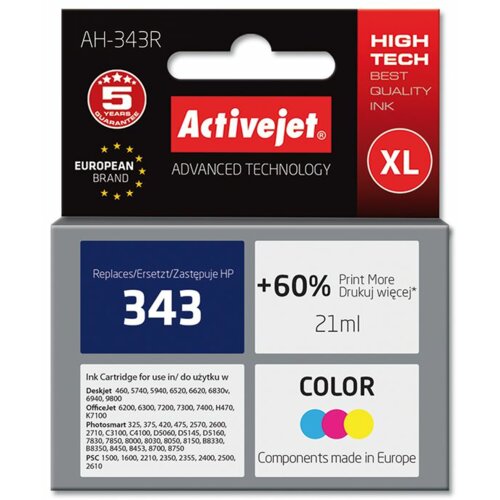 Tusz ACTIVEJET do HP 343 C8766EE Kolorowy 21 ml AH-343R