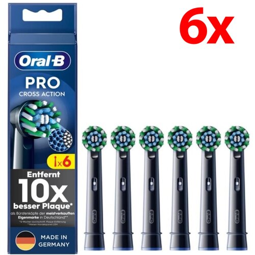 Oryginalna końcówka szczoteczki ORAL-B Pro Cross Action Czarny (6 szt.) (Włókna w kształcie litery X usuwają więcej płytki)