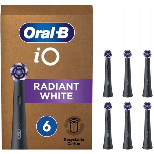 Oryginalna końcówka szczoteczki ORAL-B iO Radiant White Czarny (6 sztuk) (Polerująca)