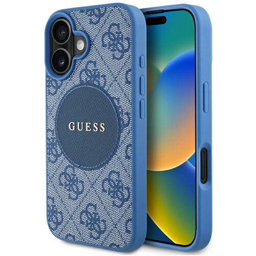 Etui GUESS 4G Circle Classic Logo MagSafe do Apple iPhone 16 Niebieski