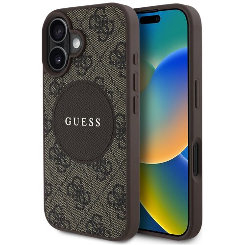 Etui GUESS 4G Circle Classic Logo MagSafe do Apple iPhone 16 Brązowy