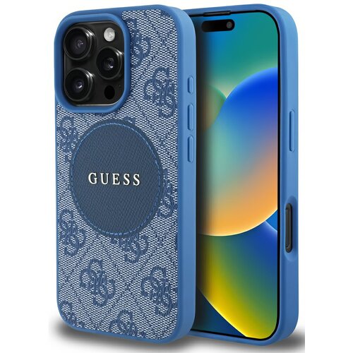 Etui GUESS 4G Circle Classic Logo MagSafe do Apple iPhone 16 Pro Niebieski
