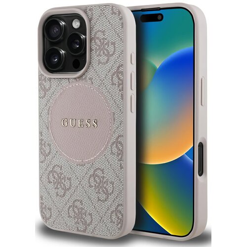 Etui GUESS 4G Circle Classic Logo MagSafe do Apple iPhone 16 Pro Różowy