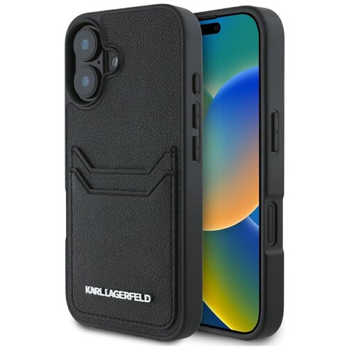 Etui KARL LAGERFELD HC Grained PU Cardslot Metal Elong do Apple iPhone 16 Czarny