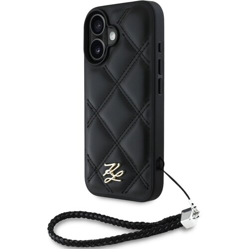 Etui KARL LAGERFELD Quilted Initial Logo & Chain Strap do Apple iPhone 16 Czarny