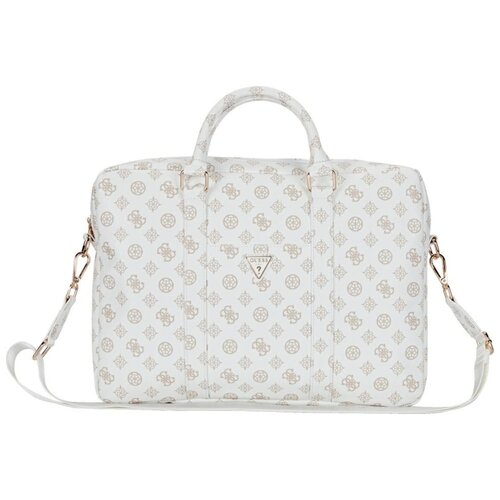 Torba GUESS 4G Peony Front Pocket Zipper Triangle Logo 16 cali Biały