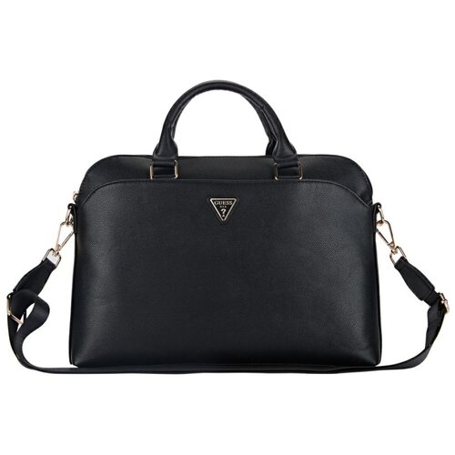 Torba GUESS Grained Zipper Pocket Triangle Logo 15 Czarny
