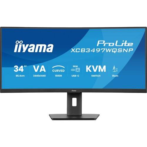Monitor IIYAMA ProLite XCB3497WQSNP-B1 34" 3440 x 1440 120Hz 0.4 [MPRT] Curved