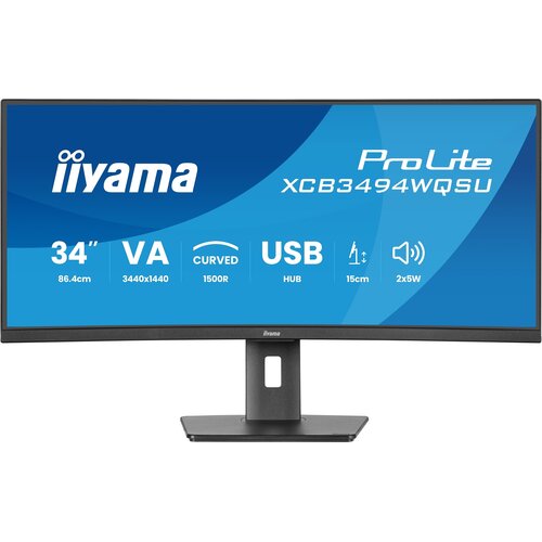 Monitor IIYAMA ProLite XCB3494WQSU-B1 34" 3440 x 1440 120Hz 0.4 [MPRT] Curved
