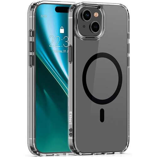 Etui ETTERI Color Mag do Apple iPhone 14 Przezroczysto-czarny