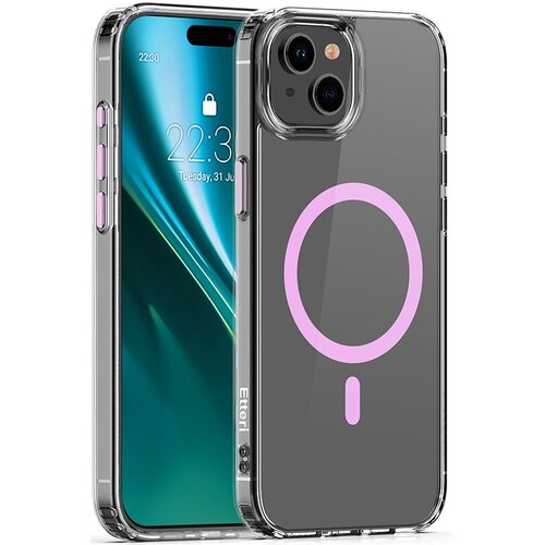 Etui ETTERI Color Mag do Apple iPhone 14 Przezroczysto-różowy