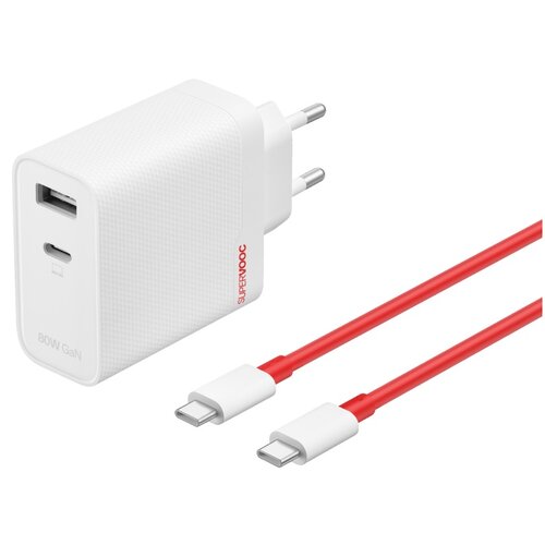 Ładowarka sieciowa ONEPLUS SuperVOOC GaN 80W Biały + Kabel USB-C - USB-C