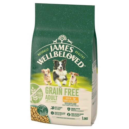 Karma dla psa JAMES WELLBELOVED Bezzbożowa monobiałkowa Indyk 1.5 kg