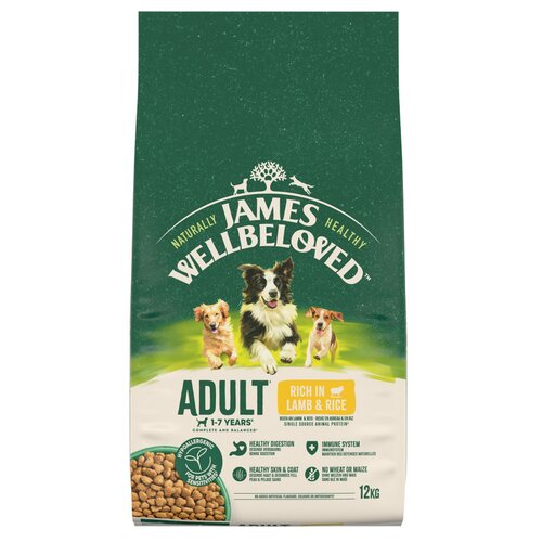 Karma dla psa JAMES WELLBELOVED Adult Monobiałkowa z jagnięciną i ryżem 12 kg