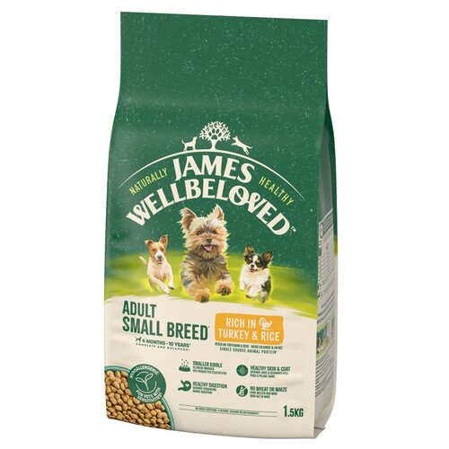 Karma dla psa JAMES WELLBELOVED Adult Monobiałkowa Małe rasy Indyk 1.5 kg