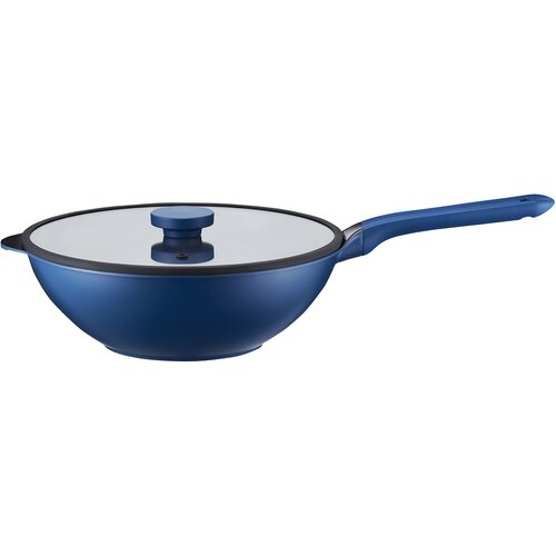 Patelnia wok AMBITION Qualum Ceramic Cobalt 30 cm