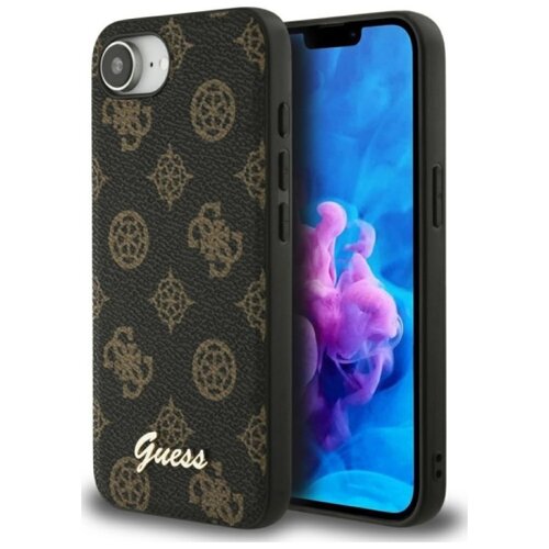 Etui GUESS Peony Script Logo MagSafe do Apple iPhone 16e Czarny