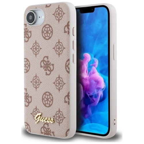 Etui GUESS Peony Script Logo MagSafe do Apple iPhone 16e Brązowy