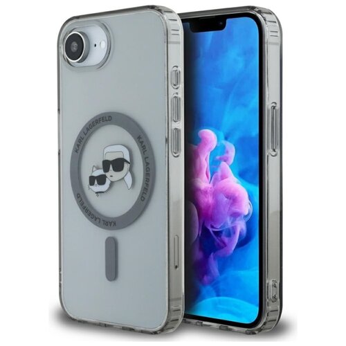 Etui KARL LAGERFELD IML Metal Karl & Choupette Heads MagSafe do Apple iPhone 16e Czarny