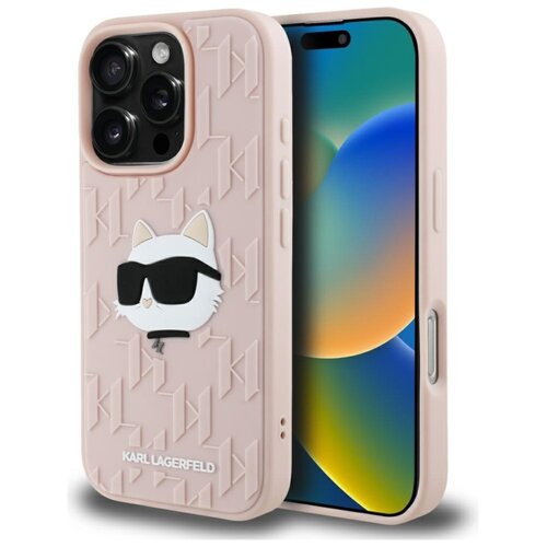 Etui KARL LAGERFELD 3D Rubber Monogram & Choupette do Apple iPhone 16 Pro Różowy
