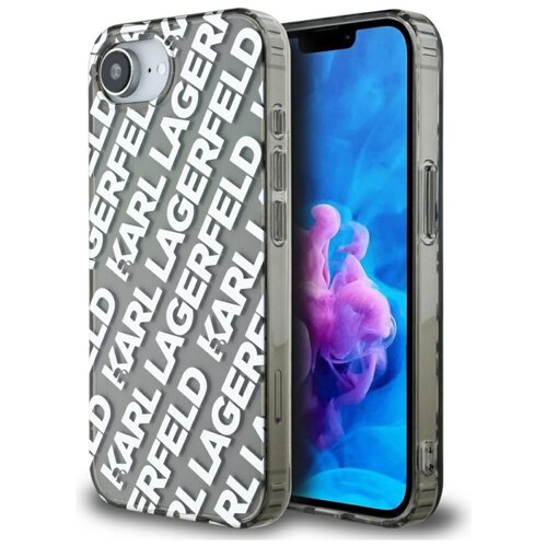 Etui KARL LAGERFELD IML Repeat Logo do Apple iPhone 16e Srebrny