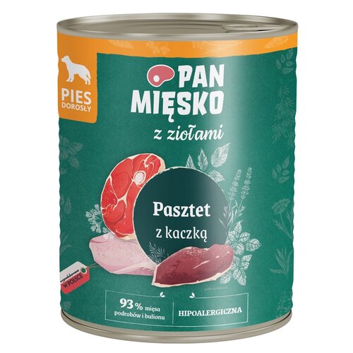 Karma dla psa PAN MIĘSKO z Ziołami Pasztet z kaczką 800 g