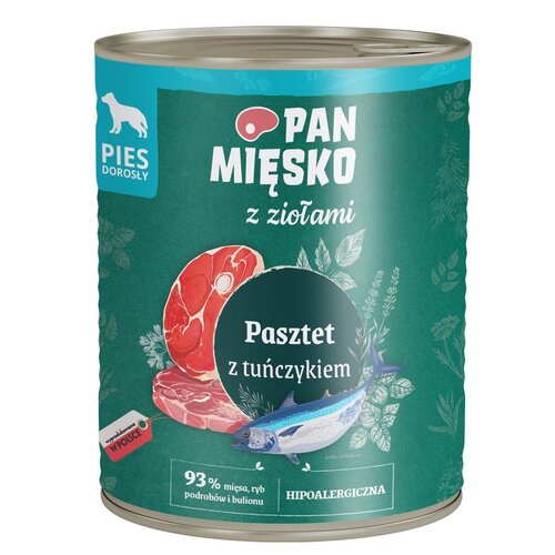 Karma dla psa PAN MIĘSKO z Ziołami Pasztet z tuńczykiem 800 g