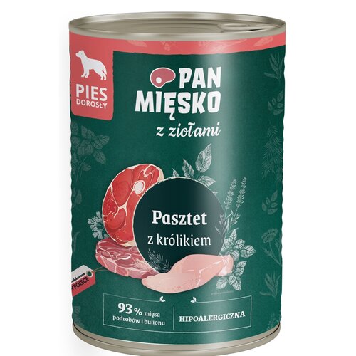 Karma dla psa PAN MIĘSKO z Ziołami Pasztet z królikiem 400 g