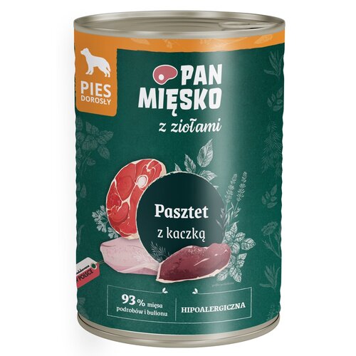 Karma dla psa PAN MIĘSKO z Ziołami Pasztet z kaczką 400 g